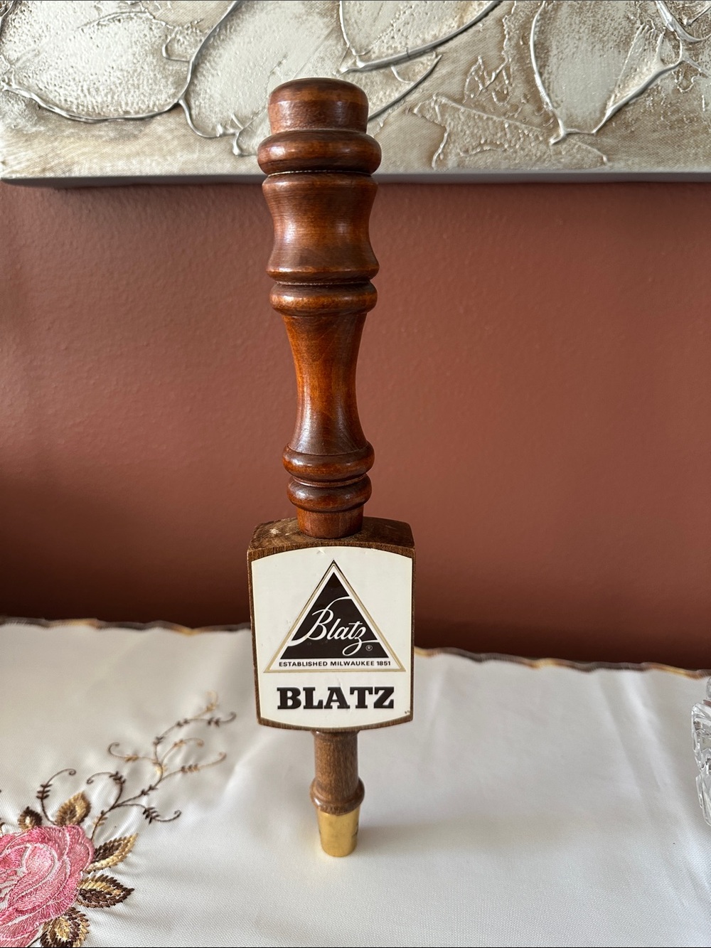 Blatz Beer Wooden Tap Handle Vintage 1970's Breweriana